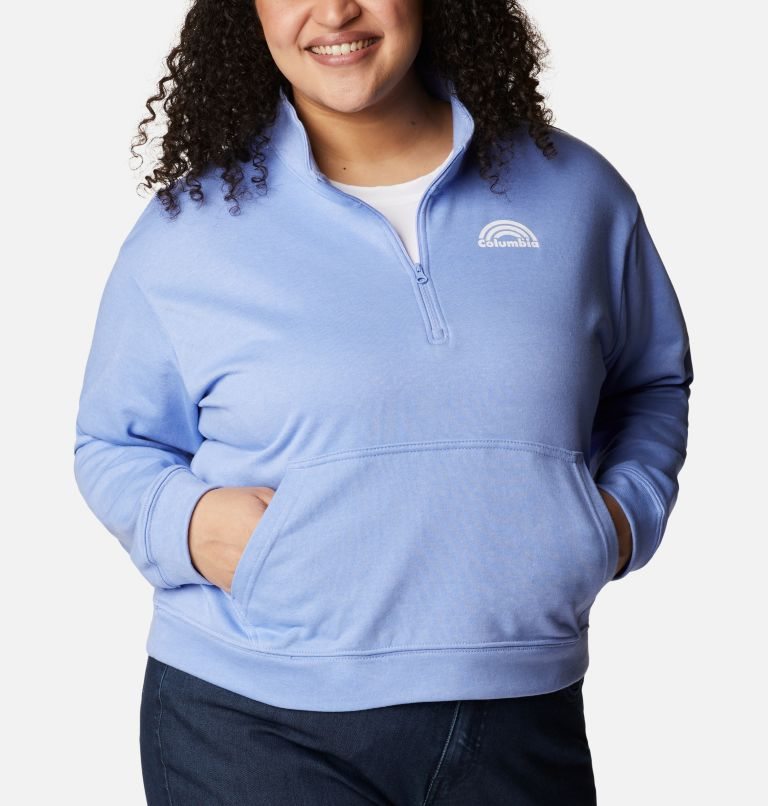 Hanorace Columbia Trek French Terry Half Zip Dama Albastri Deschis | Plus Size HDMS0798A